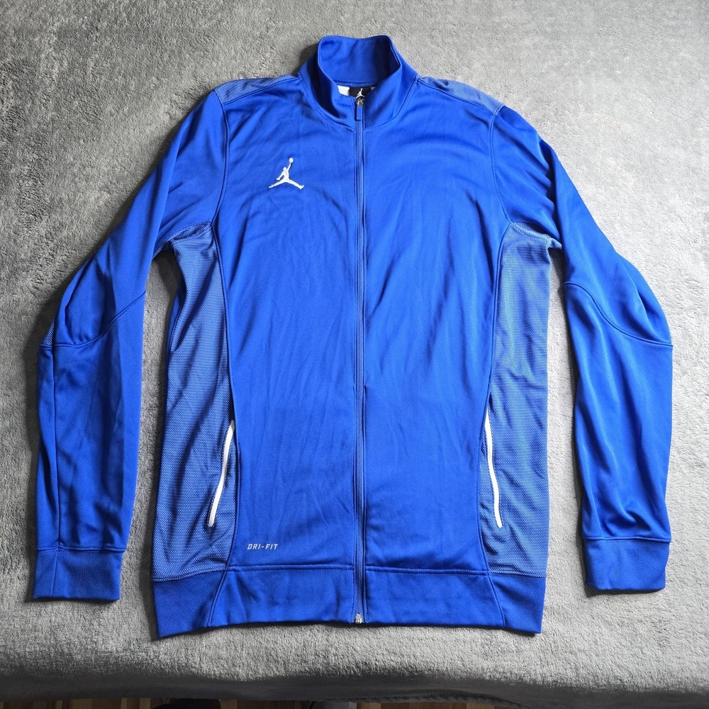 Jordan Track Jacket Mens Large Tall Blue Nike Dri-Fit Full Zip Flight Pockets LT